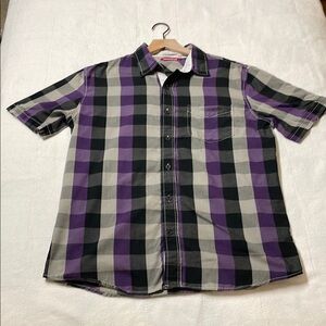 UnionBay- Men's - Medium - Purple and Black Checkered Shirt - preowned